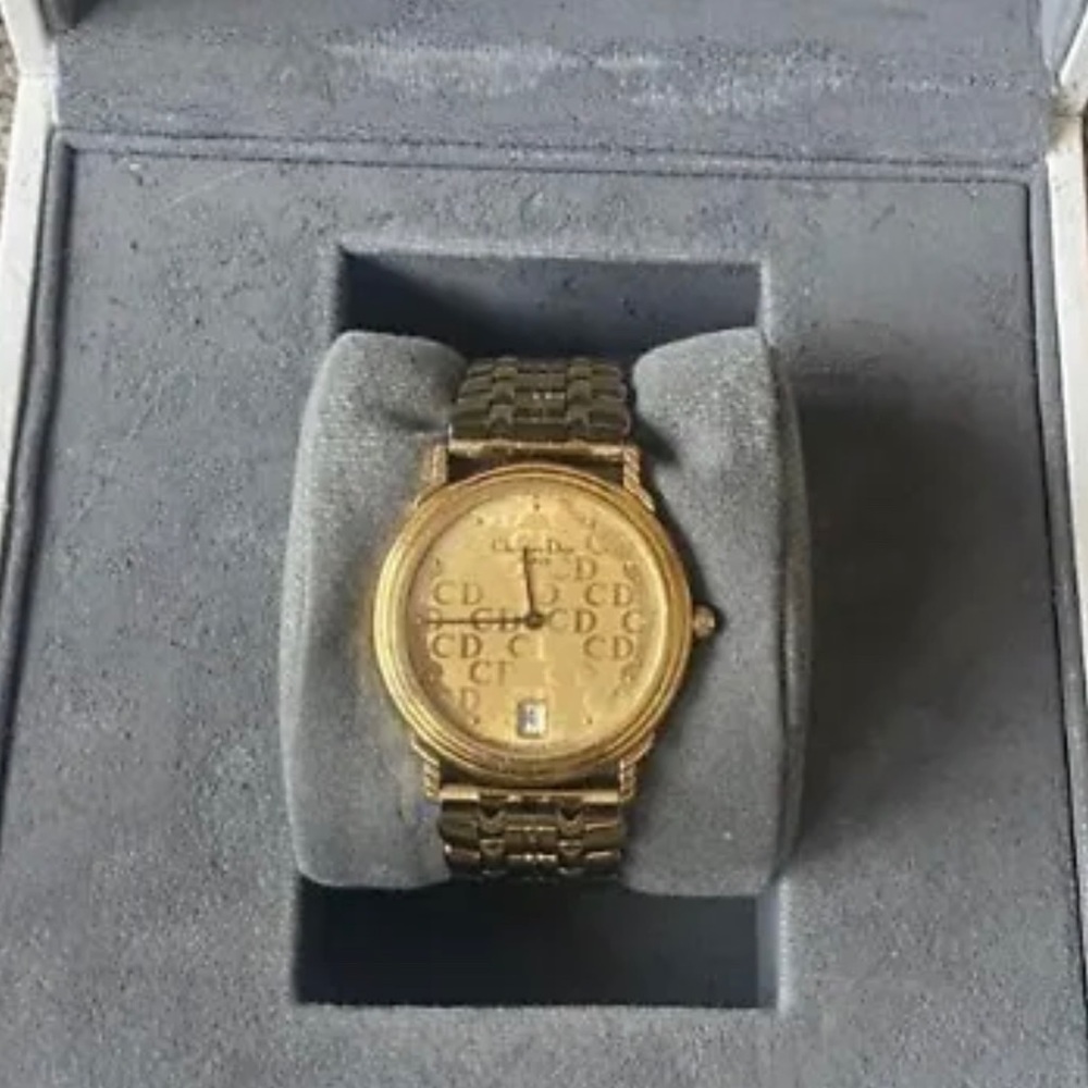 DIOR Gold Plated Vintage Watch with Original Box